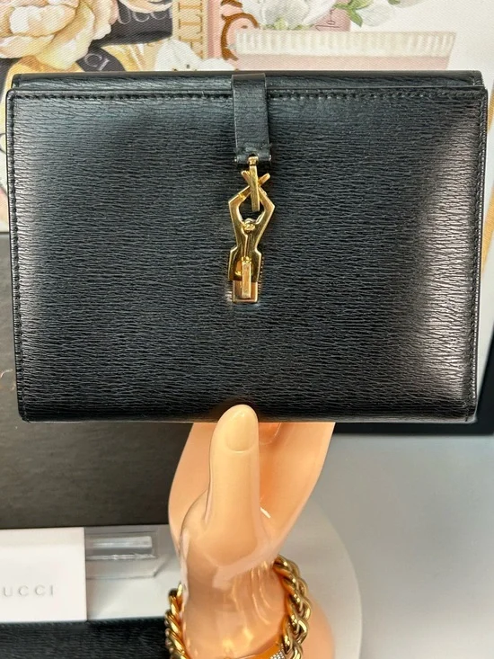 2-Pc GUCCI Jackie Black Leather Bifold Wallet with Checkbook 🖤 - Picture 5 of 17